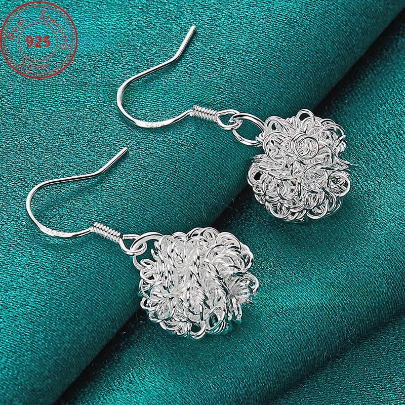 TEMU 1 Pair S925 Pure Silvery Geometric Hollow Earrings - Low Allergy - Fashionable And Elegant Style - Suitable For And Parties - Trendy And Gift For Women