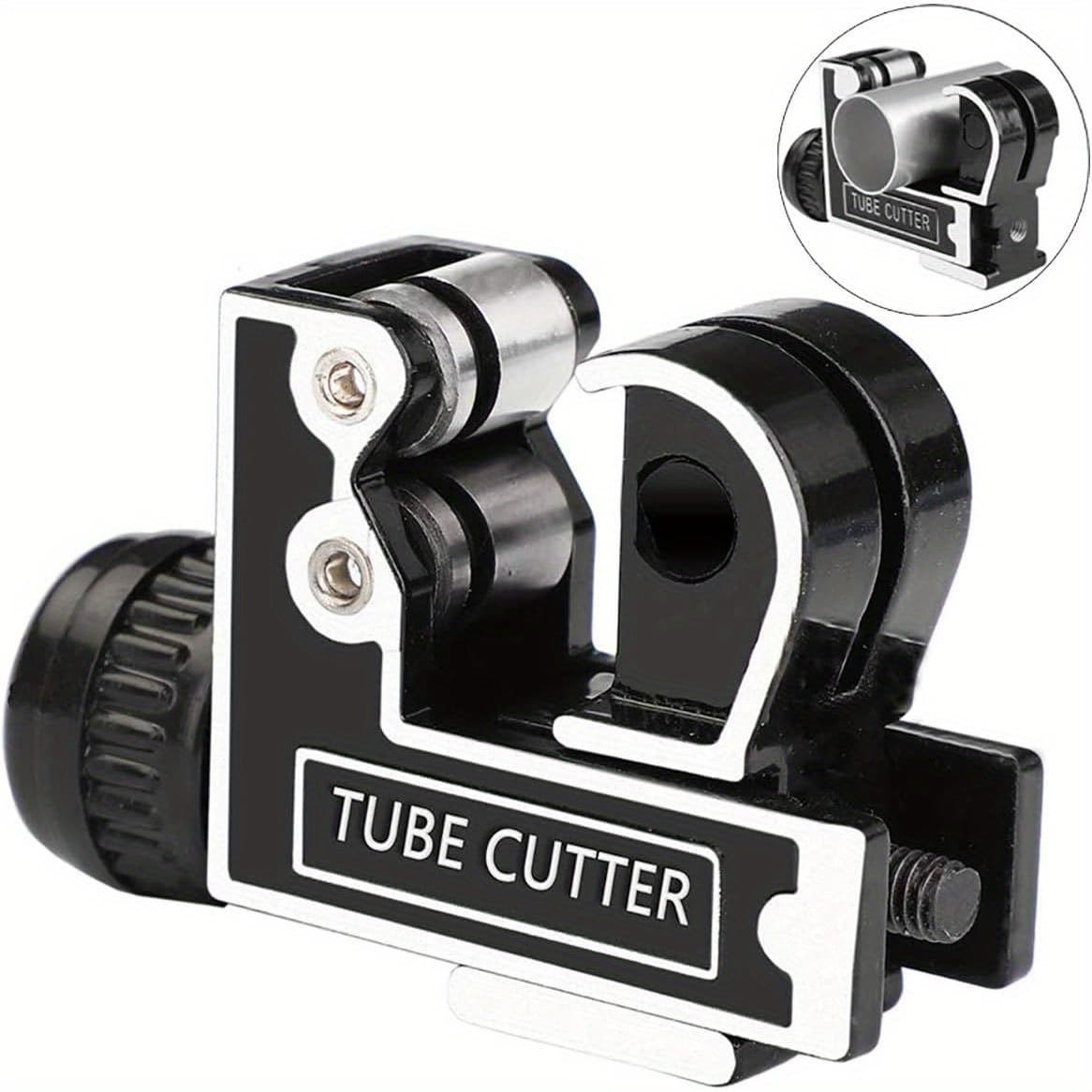 TEMU Compact Tube Cutter Tool For Copper, Brass, And Aluminum Pipes - Stainless Steel Blade, 1/8 To 1-1/8 Inch (3-28mm) Cutting Range, Durable Metal Alloy Body, Precision Lever For Easy Operation