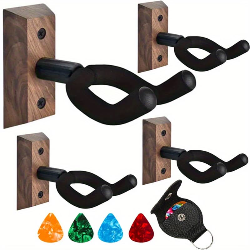 TEMU Guitar Wall Mount 2 Pack, Guitar Wall Hangers With Rotatable Soft Guitar Hook For Guitars, Hardwood U-shaped Guitar Holder For Acoustic Guitar, , ,