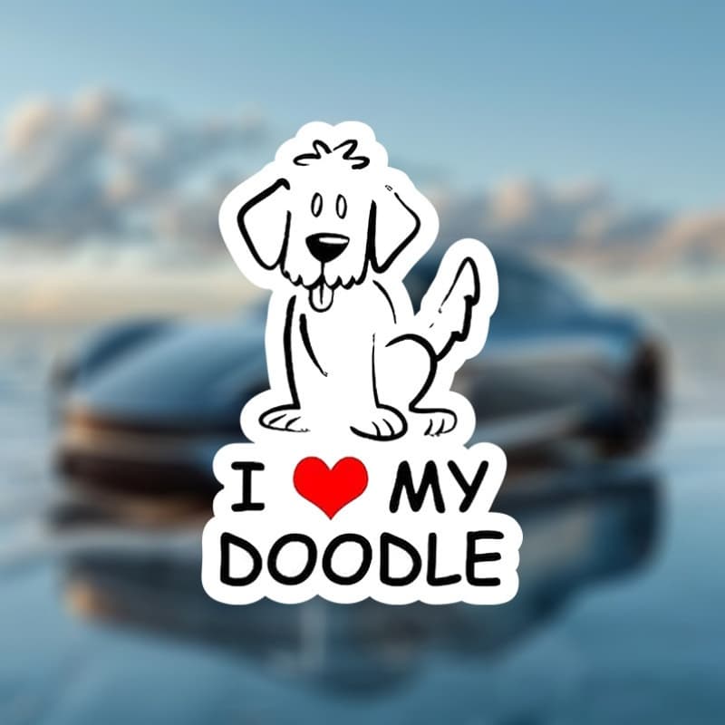 TEMU Cute I Love My Doodle Dog Sticker - Goldendoodle/ Puppy Vinyl Decal With Paw Print-like Bone & Doodle Lettering, Matte For Car, Laptop, Water Bottle - Irregular Shape For Doodle Lovers
