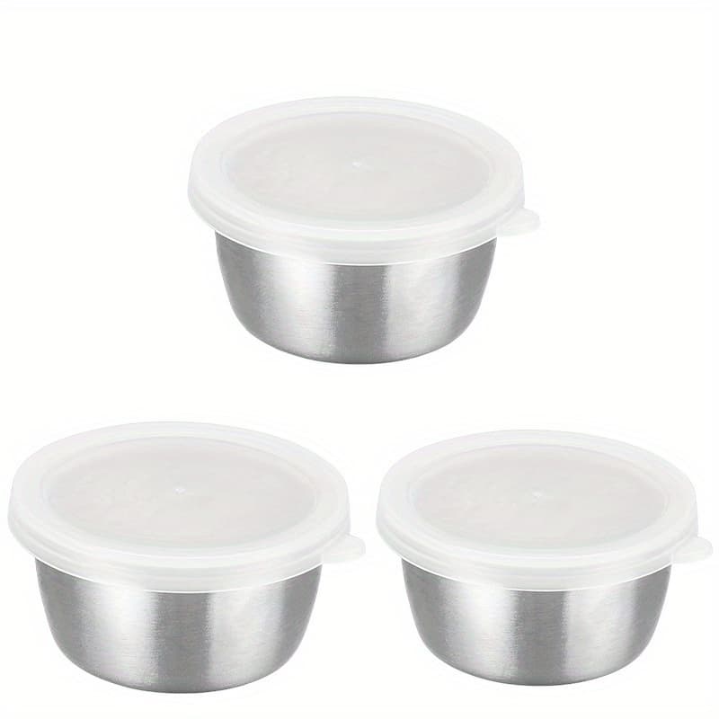TEMU 3pcs Dressing Containers With Lids, Small Leakproof Reusable Stainless Steel Salad Dressing Container To Go For Lunch Boxes, Sauce Containers, Picnics, Travel Meal Prep And Kitchen Storage2025