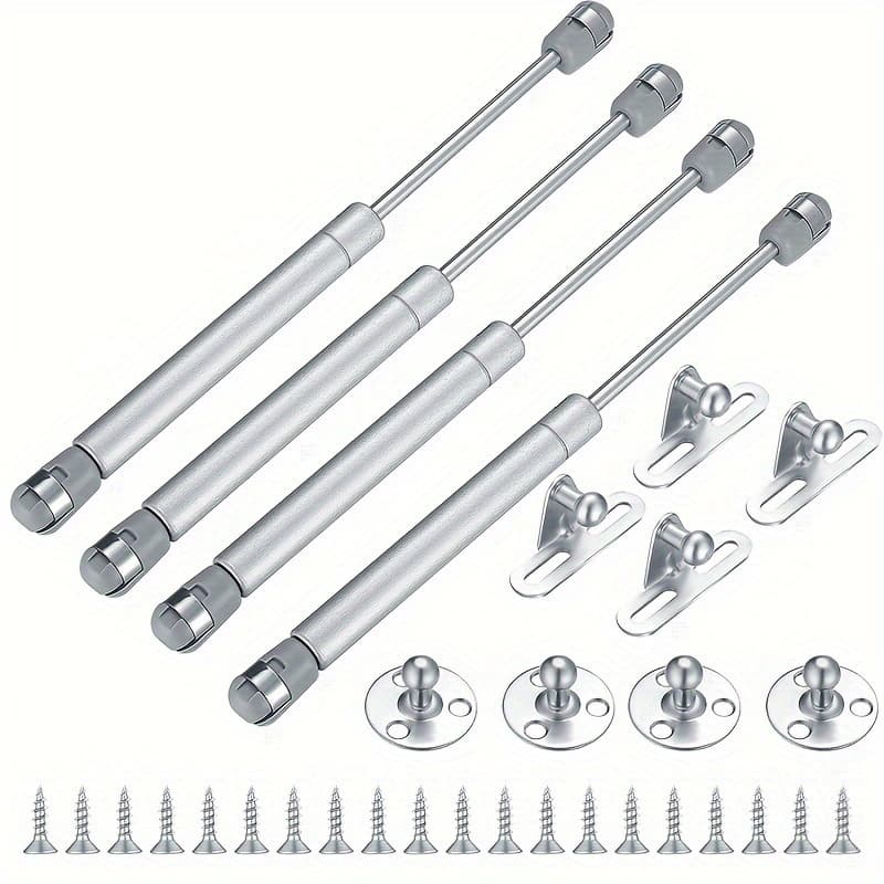 TEMU Set Of 4 Contemporary Gas Spring Hinges, 22.5lb/100n Flush Mount Lift Support Struts With Matte End - Metal & Plastic Hydraulic Gas Shocks For Cabinet Doors, Soft Close Lid Stay For Storage Boxes