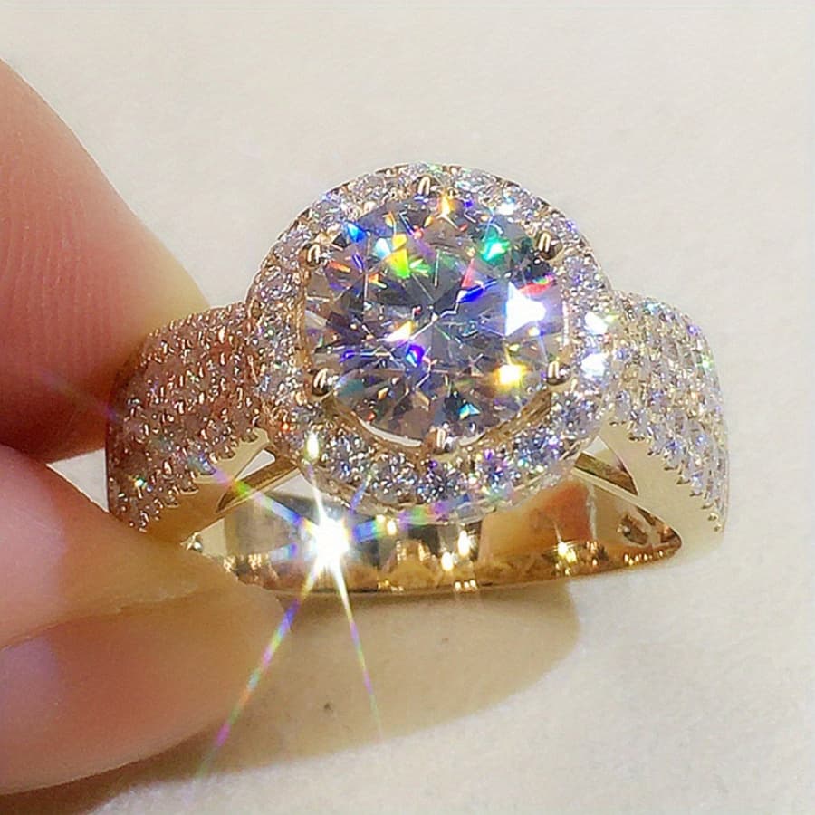TEMU 1pc Women's Fashion Wedding Band Engagement Ring Party Birthday Anniversary Christmas Gifts For Women Girlfriend Fine Jewelry Size 5-11#