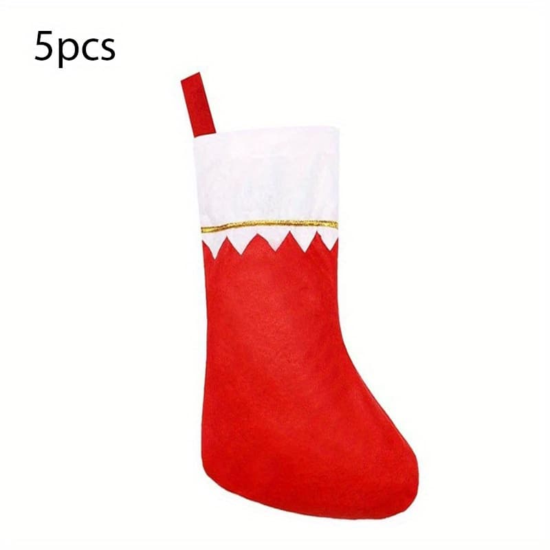 TEMU 5- Christmas Stockings With - Fabric And Felt Holiday For Christmas Tree Decorations, Candy Gift Bags