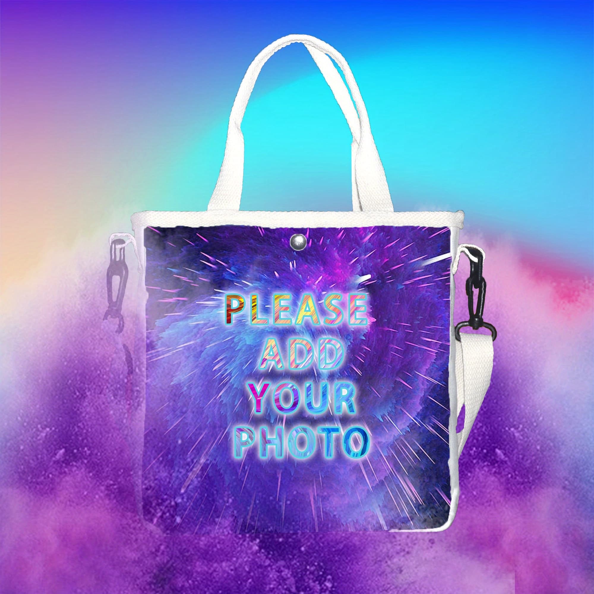 TEMU Customizable Canvas Shoulder Bag - Personalize With Your Photo, Adjustable Strap, Ideal For Family, Pets, Weddings & More - Durable Polyester, Hand Or Only