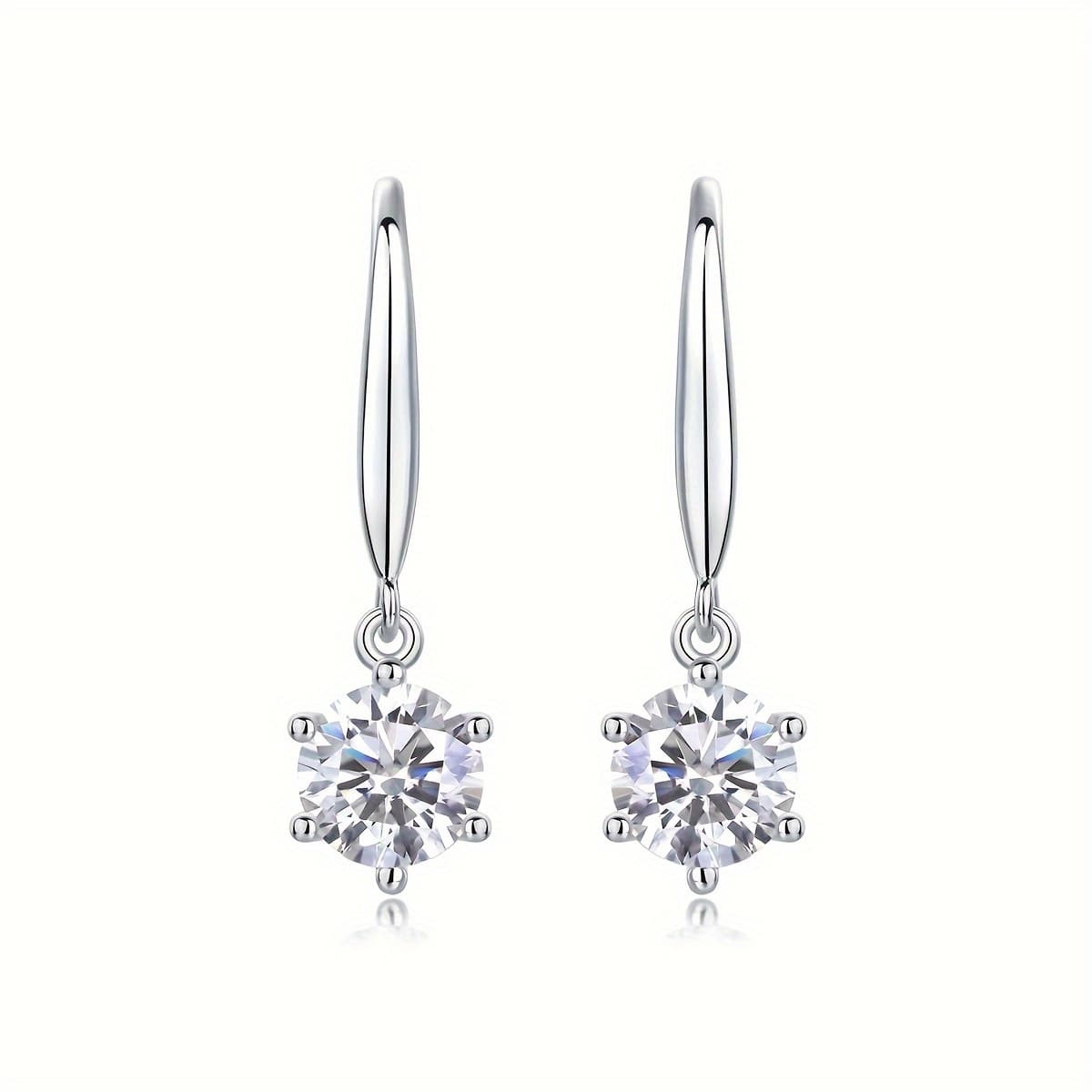 TEMU S925 Silver Moissanite Earrings Women's Earrings Valentine's Day Engagement Birthday Gift And Gift