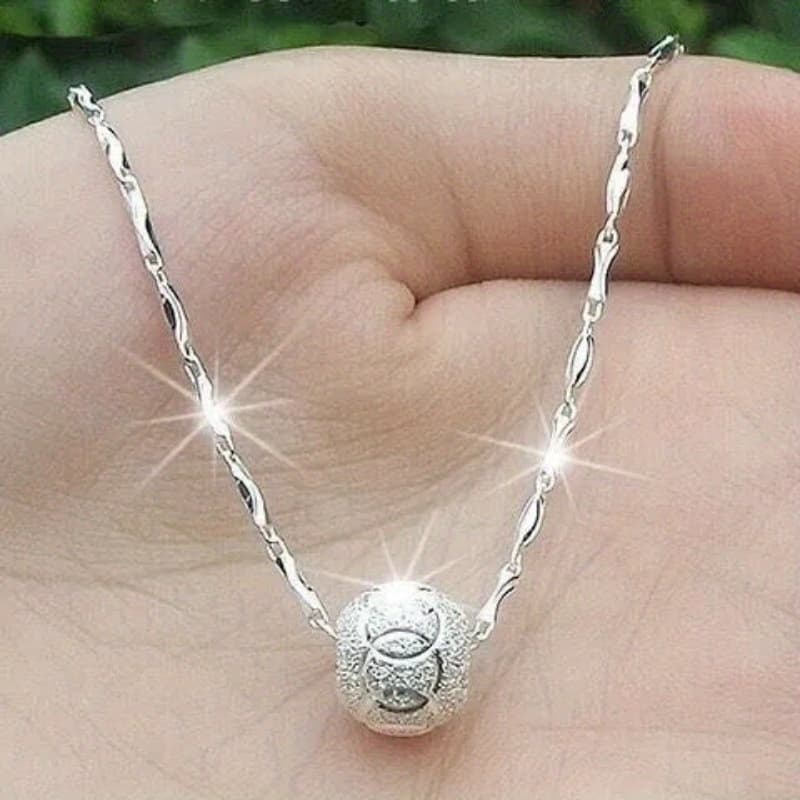 TEMU S925 Sterling Silvery Necklace - Elegant Rotating Beads Pendant, Luxurious Chain Jewelry For Women, Durable, Hypoallergenic, Nickel-free, And Long-lasting, Best For Christmas