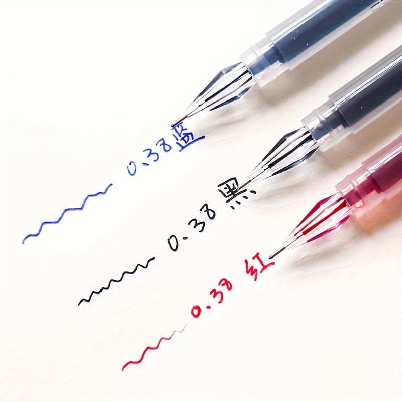 TEMU 3pcs Gel Pens, 0.38mm Fine Point, Large Capacity, Smooth Writing For Office And School, Black Ink