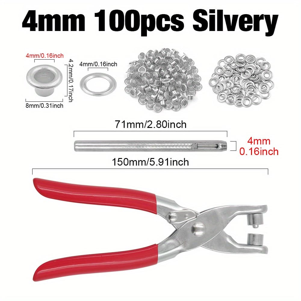 TEMU 4mm/6mm/12mm Pliers And 100pcs Golden/silvery Eye Hooks With Installation Tools
