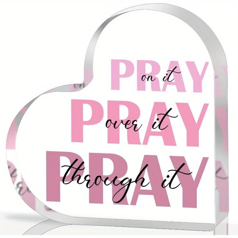 TEMU 2d Flat, 2d Flat Inspirational Pink Acrylic Heart Christian Gifts For Women, Faith Sign For Home Office Room Bathroom, 2d Flat