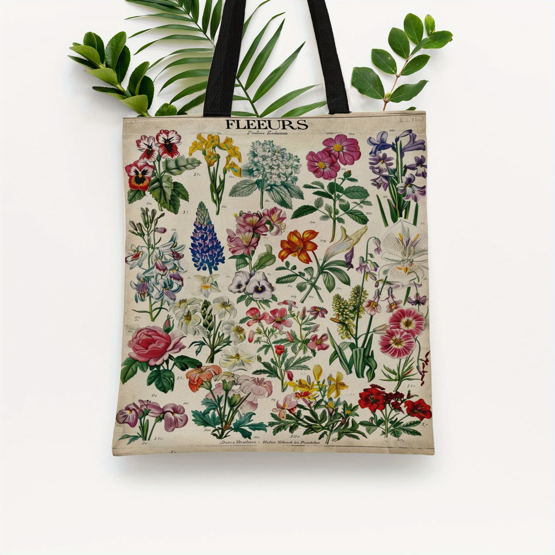 TEMU Plant Element 1pc Classical Botanical Atlas Pattern Tote Bag, Perfect For Shopping, Cheap, And Repeated Use