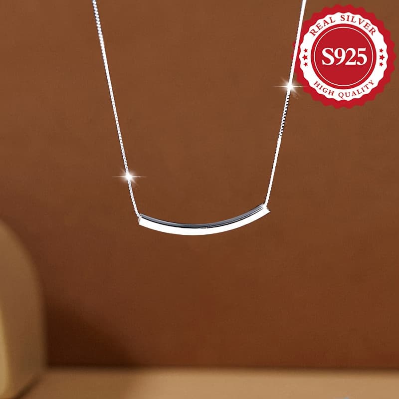TEMU Elegant S925 Sterling Bar Necklace - Hypoallergenic, Nickel-free, , , Parties And Casual Attire, Ideal Gift For Women, 2.7g/0.1oz, Trendy Jewelry, Long-