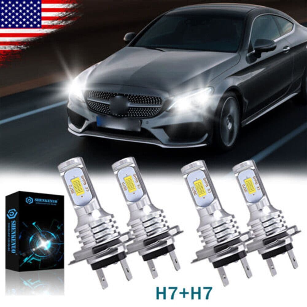 TEMU 4pcs Headlight Beam Led Bulbs Combo For Mercedes-benz C250 C350, Without Battery