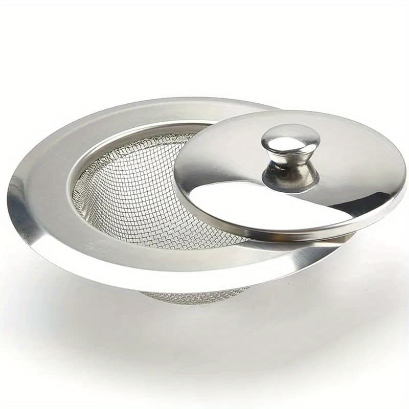 TEMU 1pc 304 Stainless Steel Kitchen Sink Strainer With Lid, Vegetable Washing & Drain Protection Basket, Accessory, Sleek With Polished , Collection & , Sink Strainers For Kitchen Sink