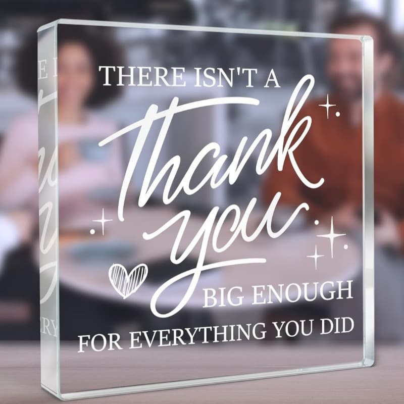 TEMU 2d Flat, 1pc Elegant Acrylic "thank You" Sign - 2d Flat Design With Heart & Stars, Teacher, , Colleague, Friend Appreciation, Office Decor, Or Gift, Gift For Teachers