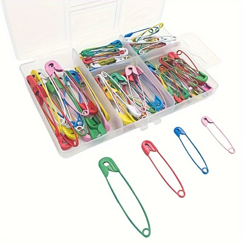 TEMU Set Of 130 Colorful Safety Pins In Sizes For Use In Clothing, Crafts, And Office Tasks