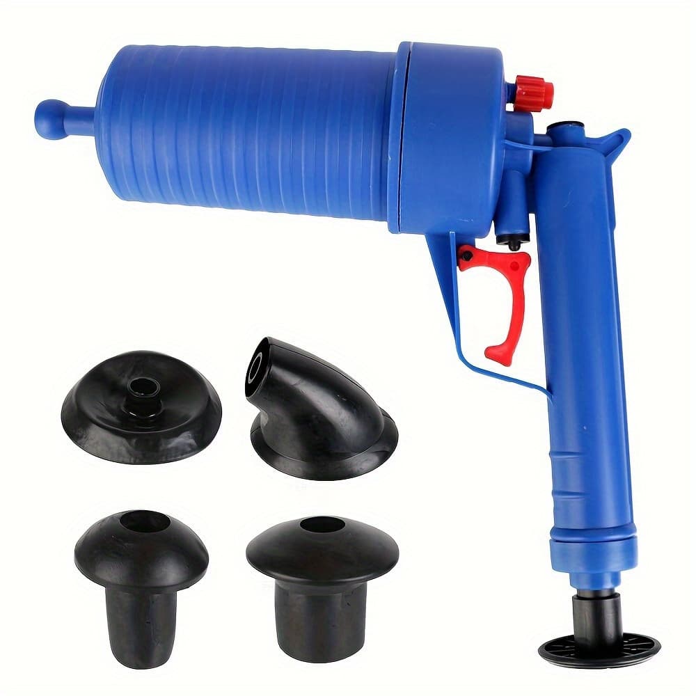 TEMU 1set Air Powered Plunger For Toilet / Kitchen Sink / Bath Tub Plunger Drain Unclogger Tool With 4 Sized Suckers Drain Clog Remover Tool Air Drain Blaster Kitchen And Bathroom Additions