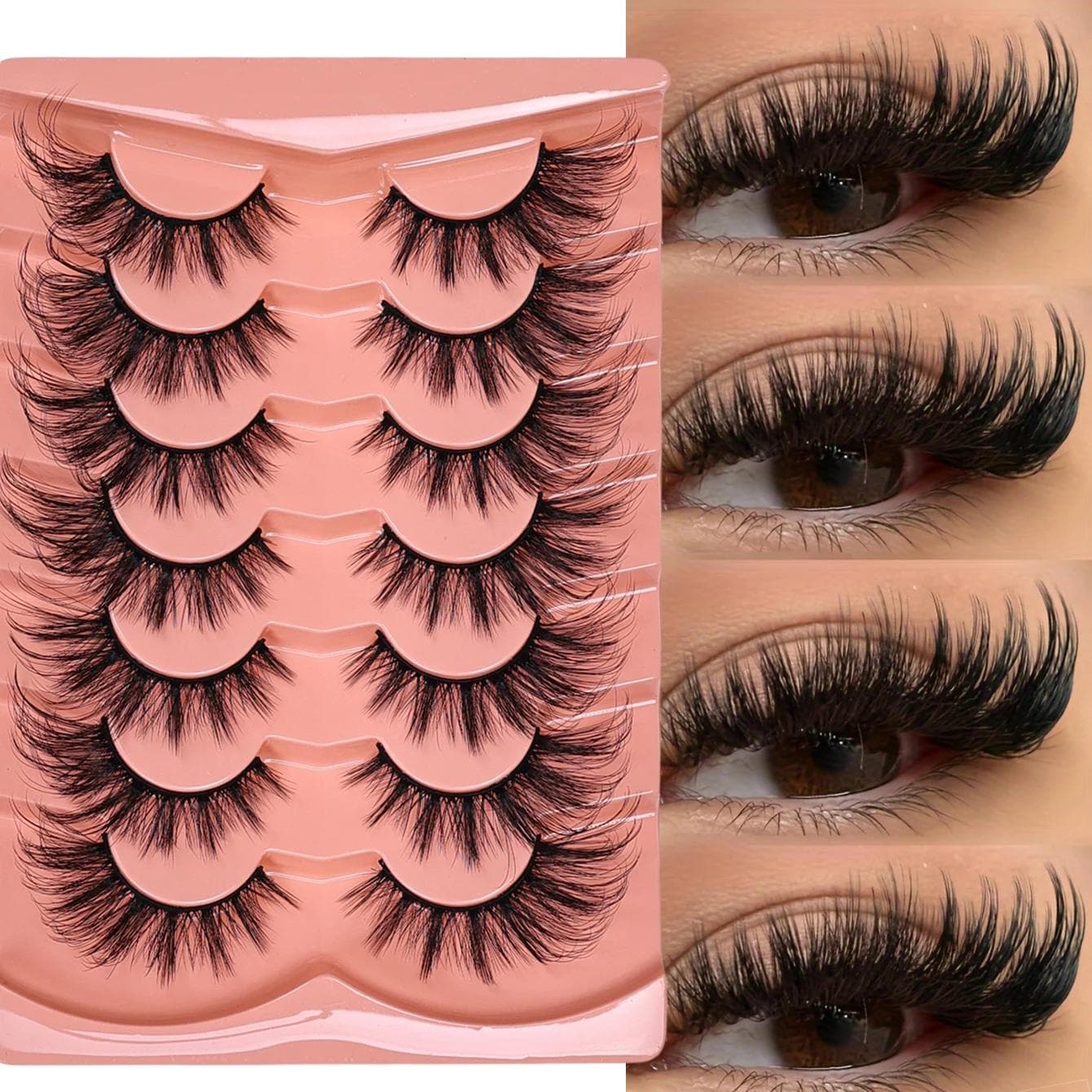 TEMU 21 Pairs 3-pack Cat Eye Lashes, Eye End Lengthening, Curling Fluffy False Eyelashes