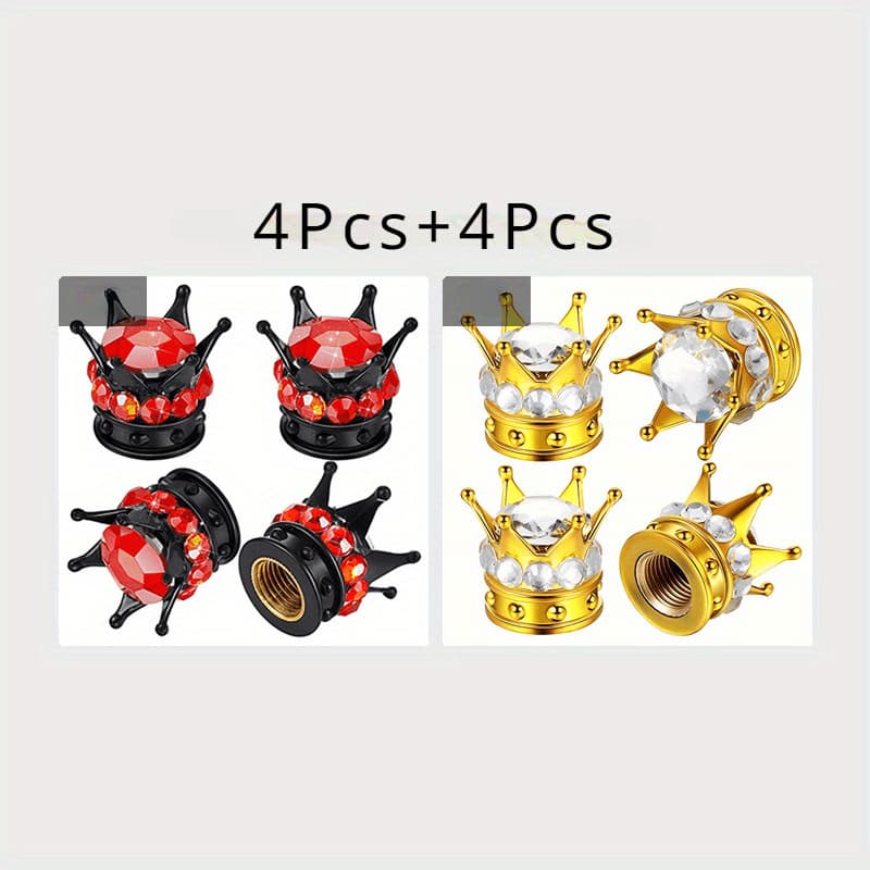 TEMU 8pcs Car Tire Modification Accessories Crown Valve Diamond Valve Core Inlaid Diamond Valve