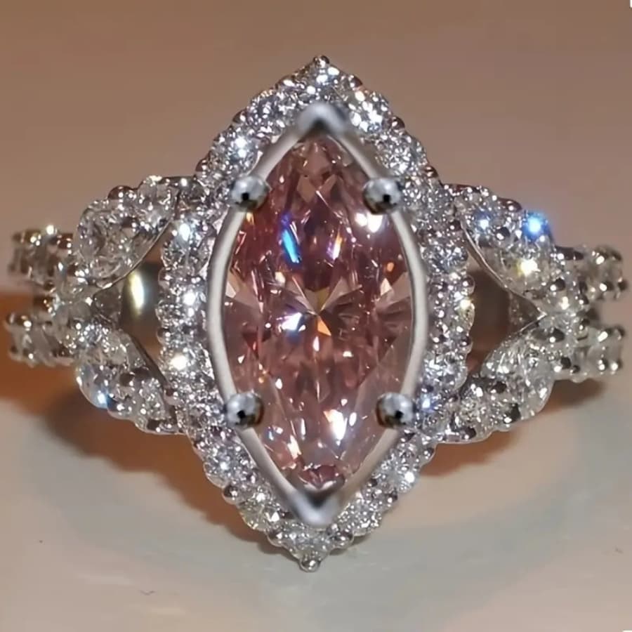 TEMU Sparkling Synthetic Zirconia Bridal Engagement Ring - Elegant Copper Wedding Band With Shiny Inlay, Valentine's Gift Suitable For Weddings, Parties, Wear