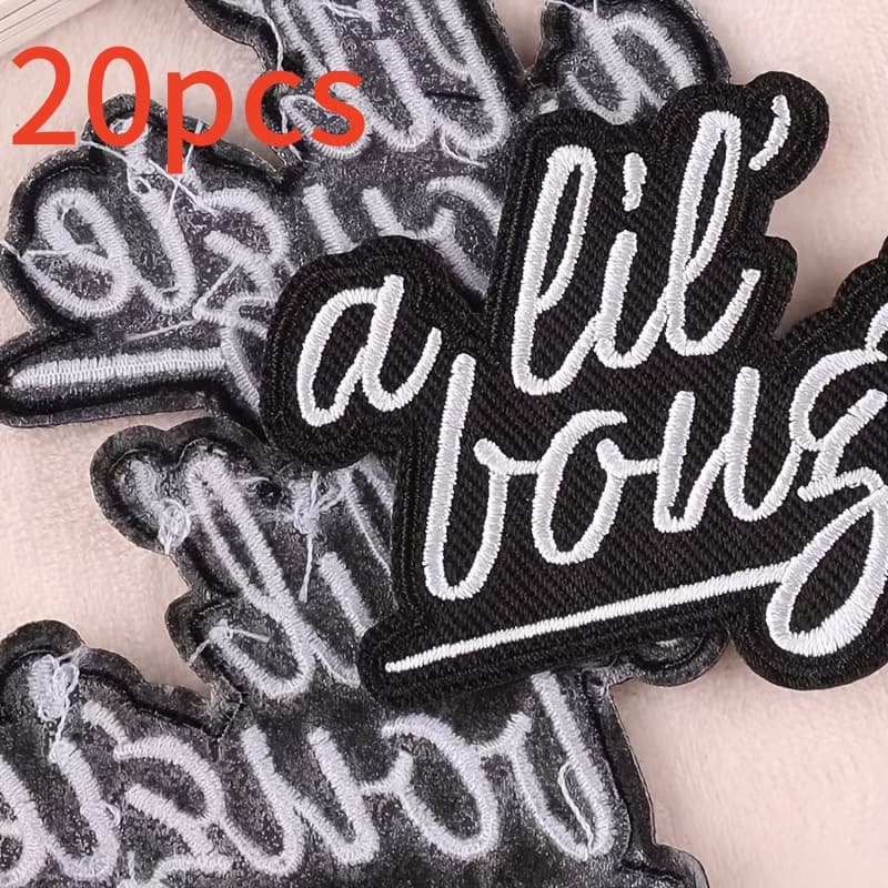 TEMU 20 Pieces Of Black And White Ironing Cloth For Men, English Letter Badge For Clothing And Backpacks, For Bags And Shoes With Holes