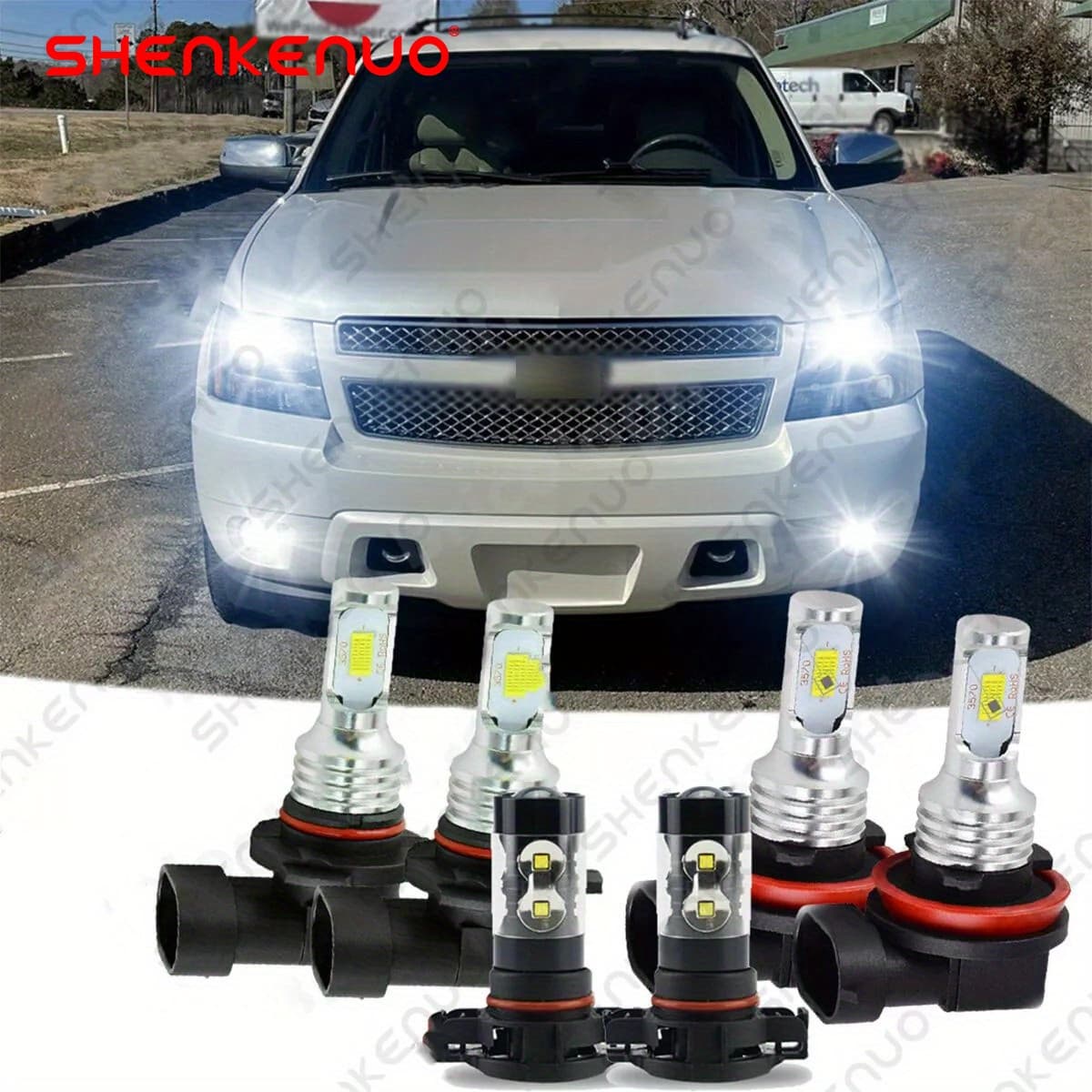 TEMU 6pcs 6000k Led Headlight Bulbs High Low Beam Bulbs Fog Light Bulbs Combo For Chevy 2007-2014, Without Battery