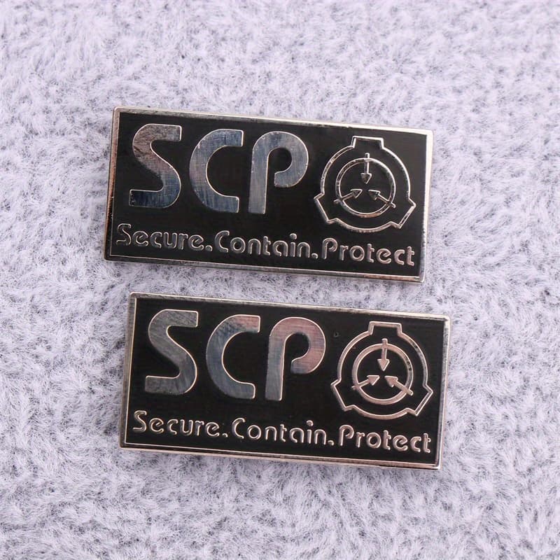 TEMU 1pc/2pcs Unique Scp Logo Letter Brooch, Enhance Charm And Personality Novelty Badge, Perfect Accessory Gift For During Holidays
