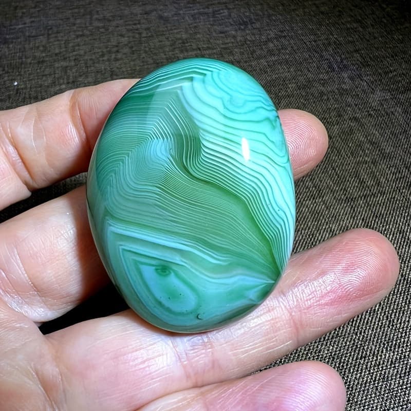 TEMU Agate Palm Stone - Polished Quartz With Unique Stripes, Jewelry Making & Gifts
