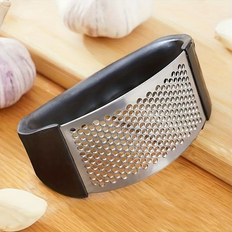 TEMU 1 Stainless Steel Garlic Press Manual Vegetable Cutter Fruit Masher Easy-to-use Kitchen Tool Garlic Mince Garlic Paste Maker No Electricity Required Suitable For Supermarkets