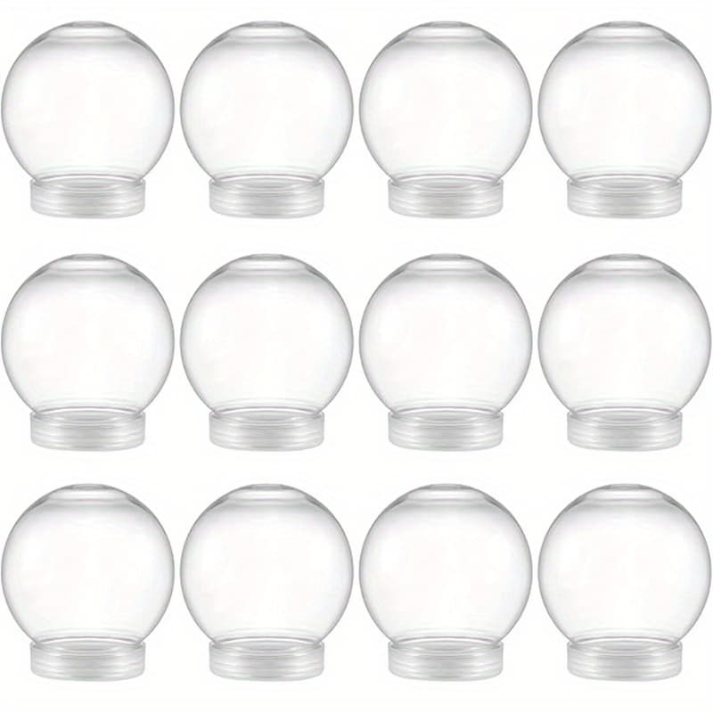 TEMU 12pcs, 3.5 Inch Plastic Clear Plastic Water Fillable With Screw Off For Crafts Christmas Home Decoration