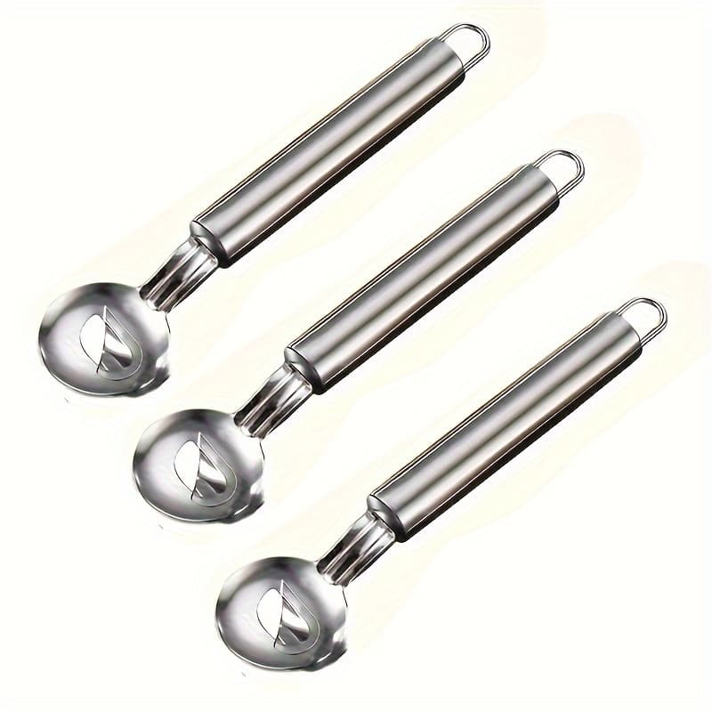 TEMU 3pcs Stainless Steel Kitchen Paring Set - Manual Multi-functional Vegetable & Fruit Prep Tools With Ergonomic Handles