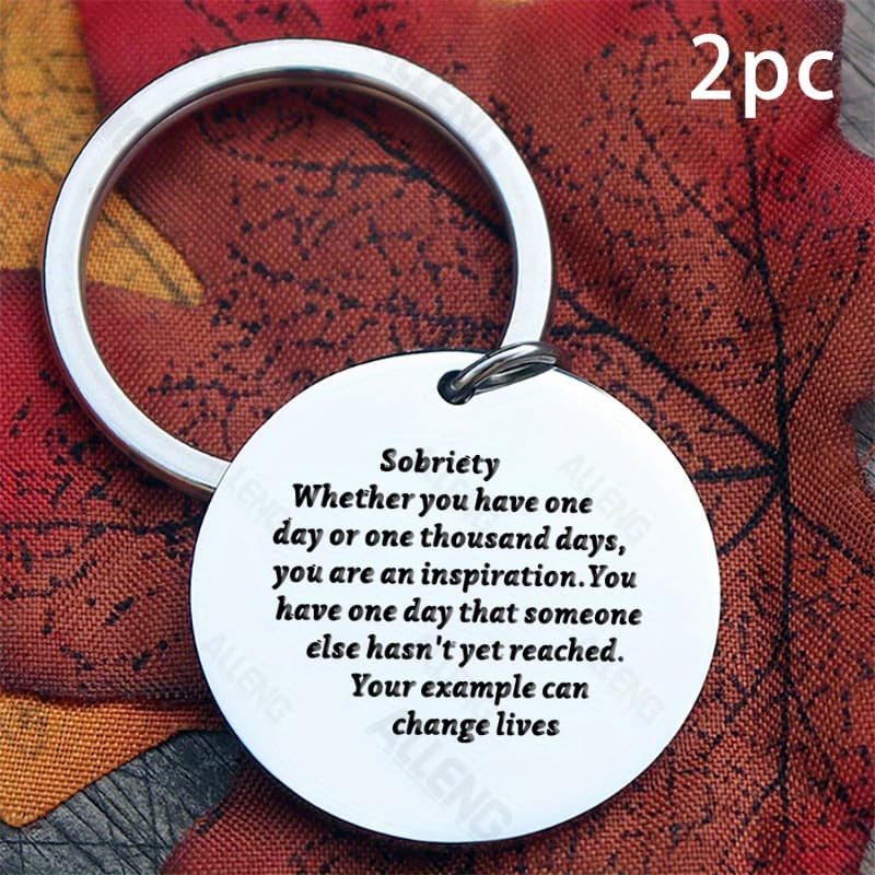 TEMU 2pcs Stainless Steel Sobriety Keychains, Inspirational Quotes, Recovery Gifts For Alcoholics, Motorcycle Handlebar Accessories, Alleng Brand