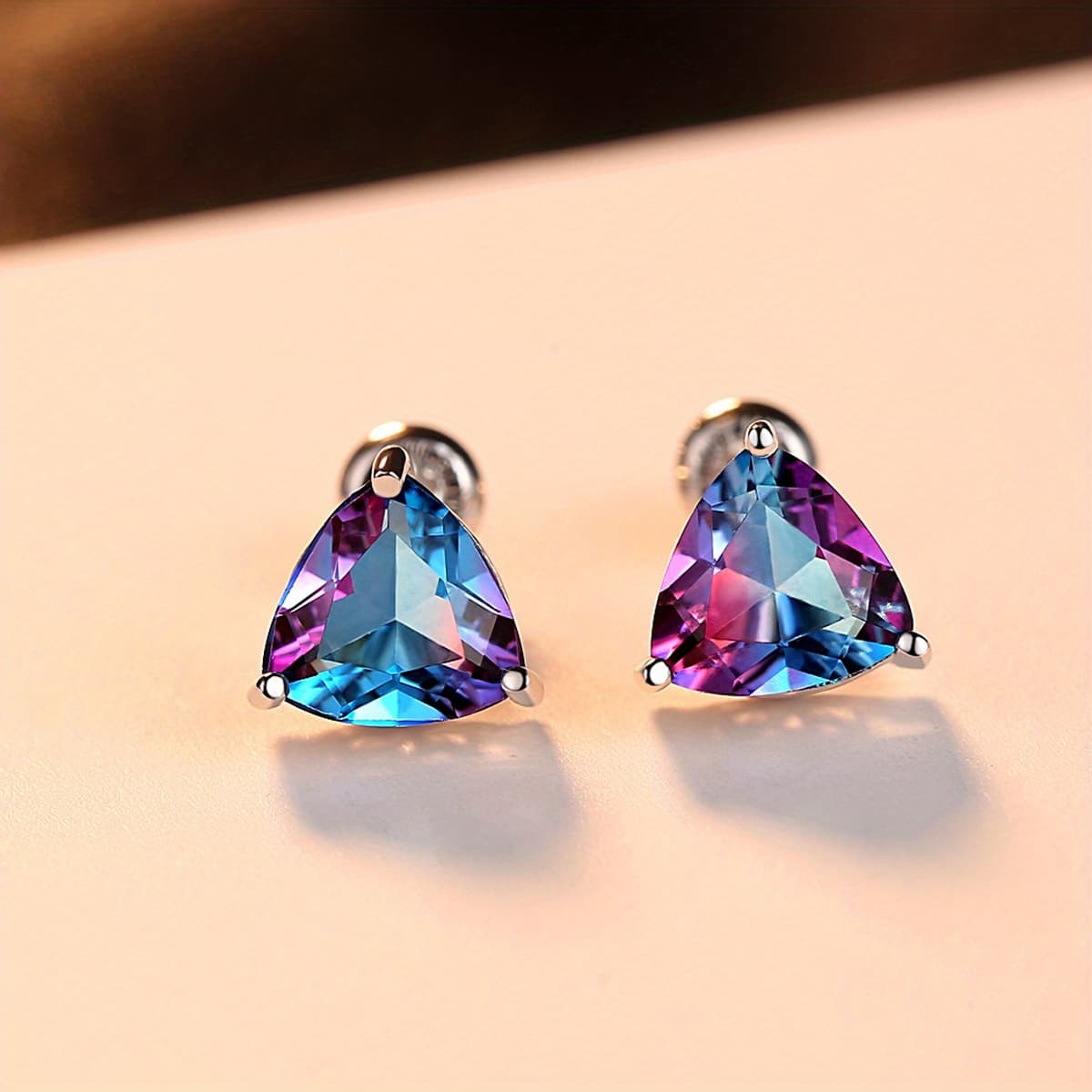 TEMU Exquisite 925 Sterling Silver Gemstone Ladies' Stud Earrings - Hypoallergenic Jewelry For Women, Girlfriend, Wife - Perfect Gift For Any Occasion