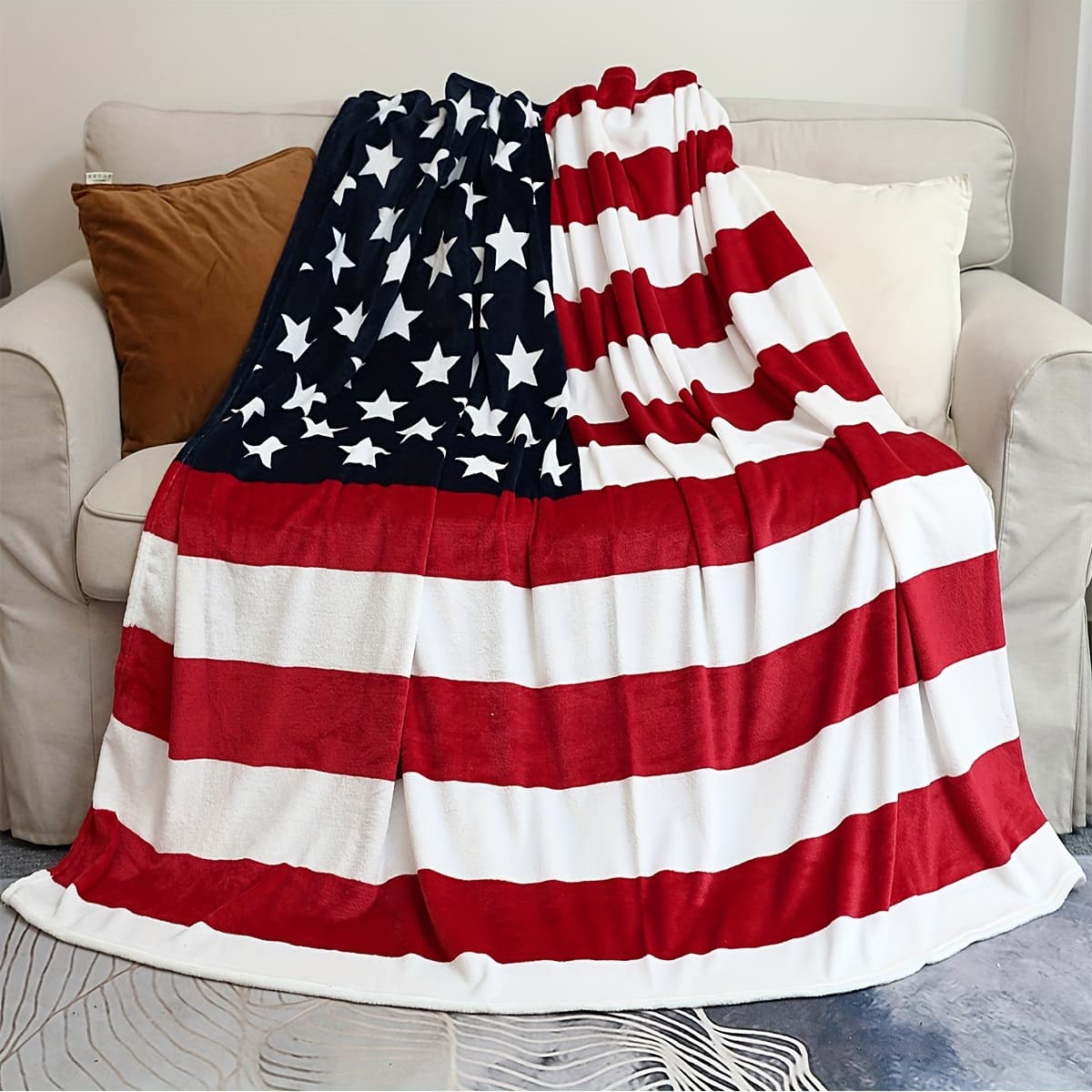 TEMU Flannel Blanket With American - Ideal For Beds, Couches, Armchairs, Camping, , Workplaces, And Presents - Versatile Holiday Gifts