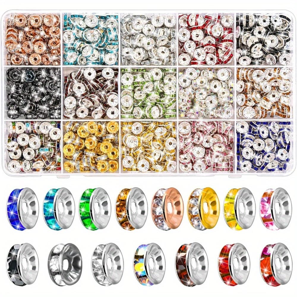 TEMU 900pcs Round Spacer Beads For Jewelry Making, 8mm Spacer Beads Crystal Bead Spacers For Bracelets, Beads For Pen, 15 Colors, Crafts, Halloween Crafts, Christmas Crafts, Christmas Gifts