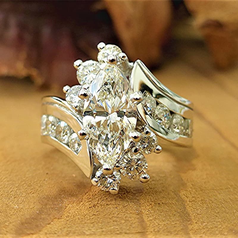 TEMU Stylish And Elegant Exquisite Luxury Set Shaped Ring Suitable For Women's Wedding Gifts