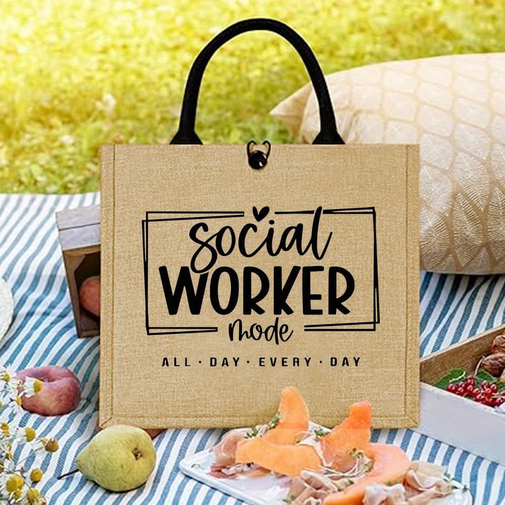 TEMU Is A Print Product: Aesthetic Workers Tote Bag, A Durable Jute Bag With A Large Capacity, Perfect For Outdoor Picnics, Parties, Travel, And Shopping, Featuring A Trendy And Easy Design