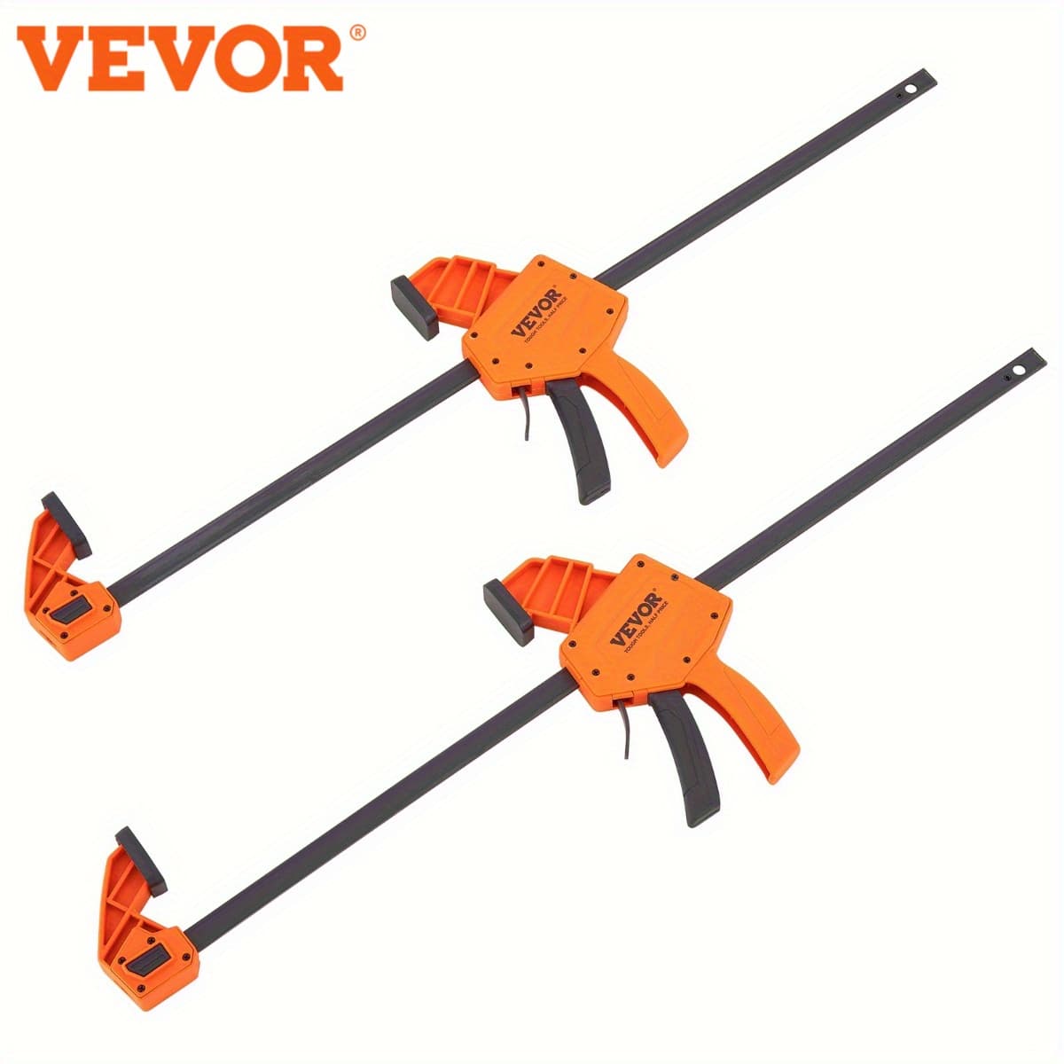 TEMU 2-pack Vevor F-clamp Bar Clamps For Woodworking, Metal Working - One-handed Clamp/spreader, 24" High-strength Carbon Steel, 300 Lbs Load Limit, Orange