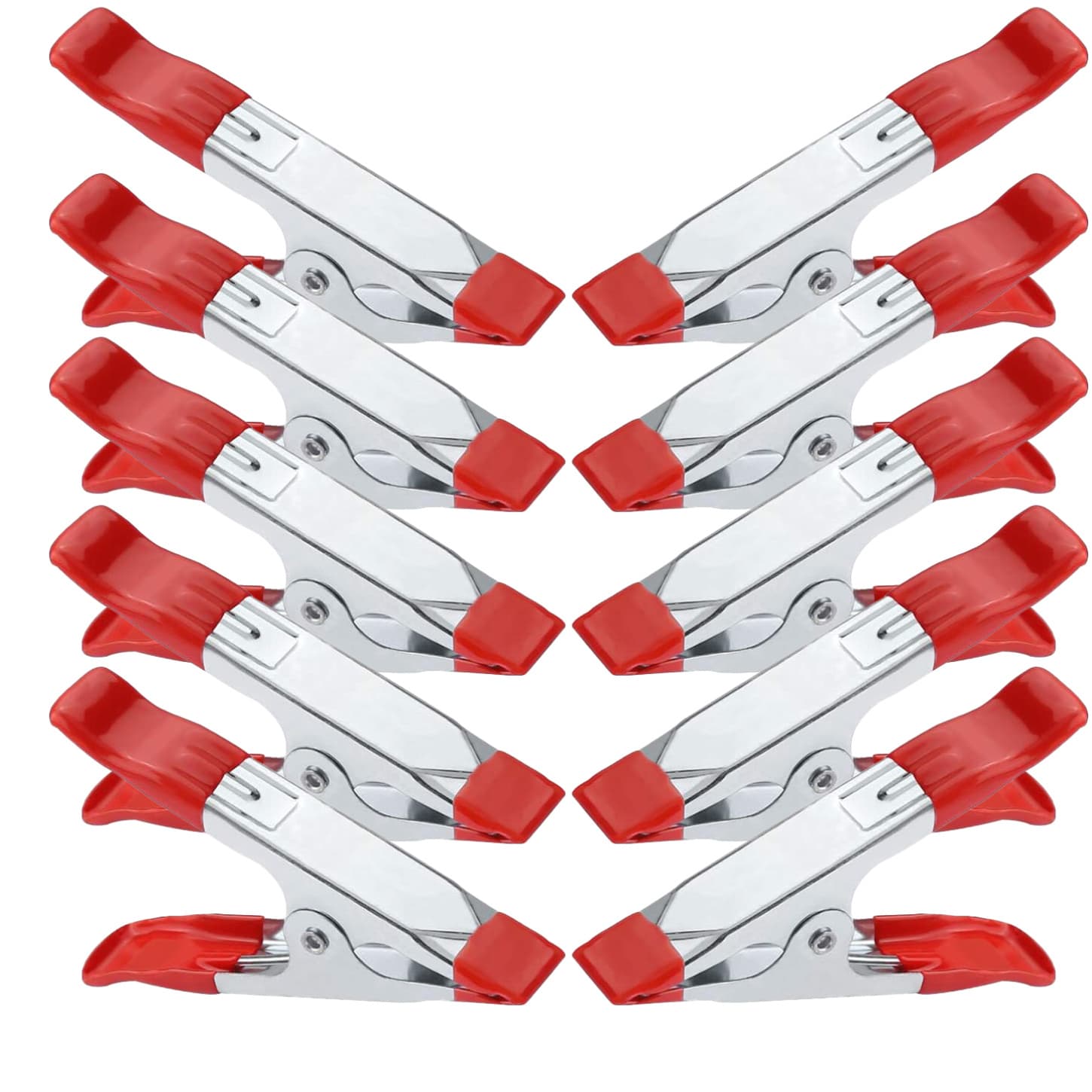TEMU 6/10 4in Metal Spring Clamps Clips, Heavy Duty Tipped Grip Holder Red Rubber Coated, Wood Clamps For Tarpaulin, Camping, Woodworking, Model Making Tool