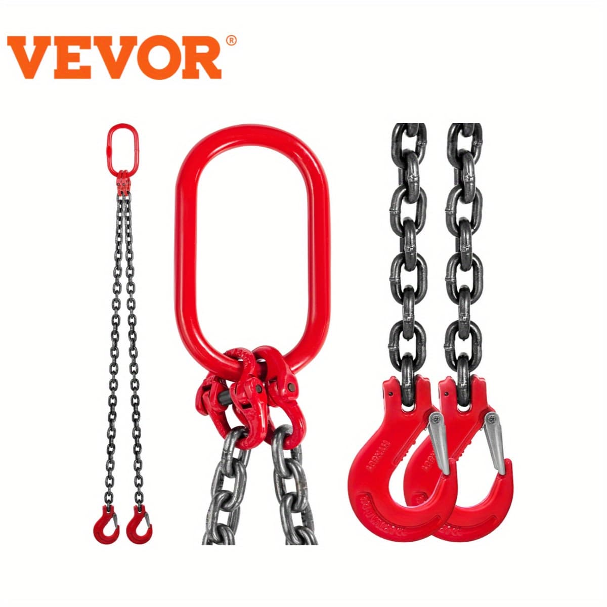 TEMU Vevor Chain Sling, 3/8 Inch X 5 Ft Lifting Chains With Hooks, G80 Engine Chain Hoist Lifts, 11000 Lbs/5 Ton Capacity Lifting Sling Chains For Engine Hoist, Engine Lift Chain With 2 Leg Grab Hooks