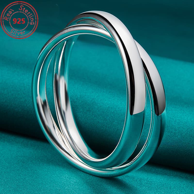 TEMU S925 Sterling 925 Silver Double Ring Bracelet – Stylish Luxury Trendy – Suitable For Daily Wear And Banquets – Birthdays – Thanksgiving – Perfect Feminine Charm Jewelry Gift