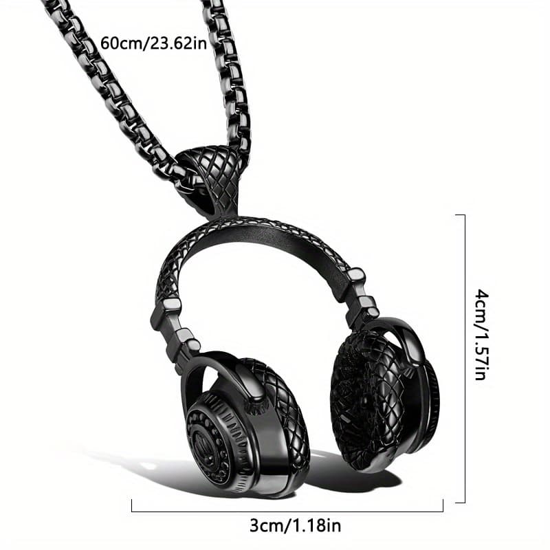 TEMU 1pc Trend Rock Music Alloy Headphone Pendant, Fashion Exquisite Titanium Steel Couple Necklace, Cool Headphone Shape Pendant, Suitable For Daily Dance Fashion Additions