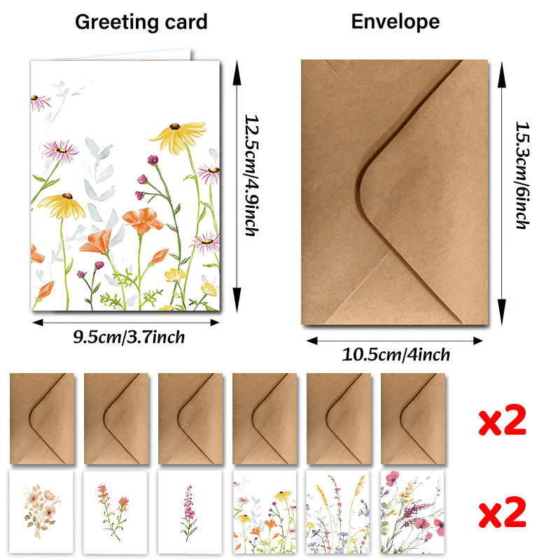 TEMU 24pcs-6 Styles Of Different Greeting Cards With Envelopes, -themed Cards For Birthdays, Christmas, Friendship Day, Congratulations, Business And Employee Appreciation