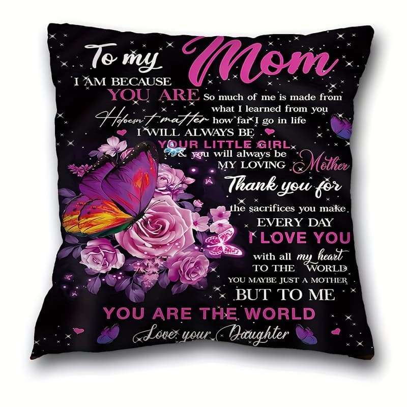 TEMU 1pc Daughter To Mother Gift Throw Pillow Cover, Home Decor, Room Decor, Bedroom Decor, Building Accessories Series, Best Gift For Mother, , Valentine's Day, Pillow Core Not Included, Polyester