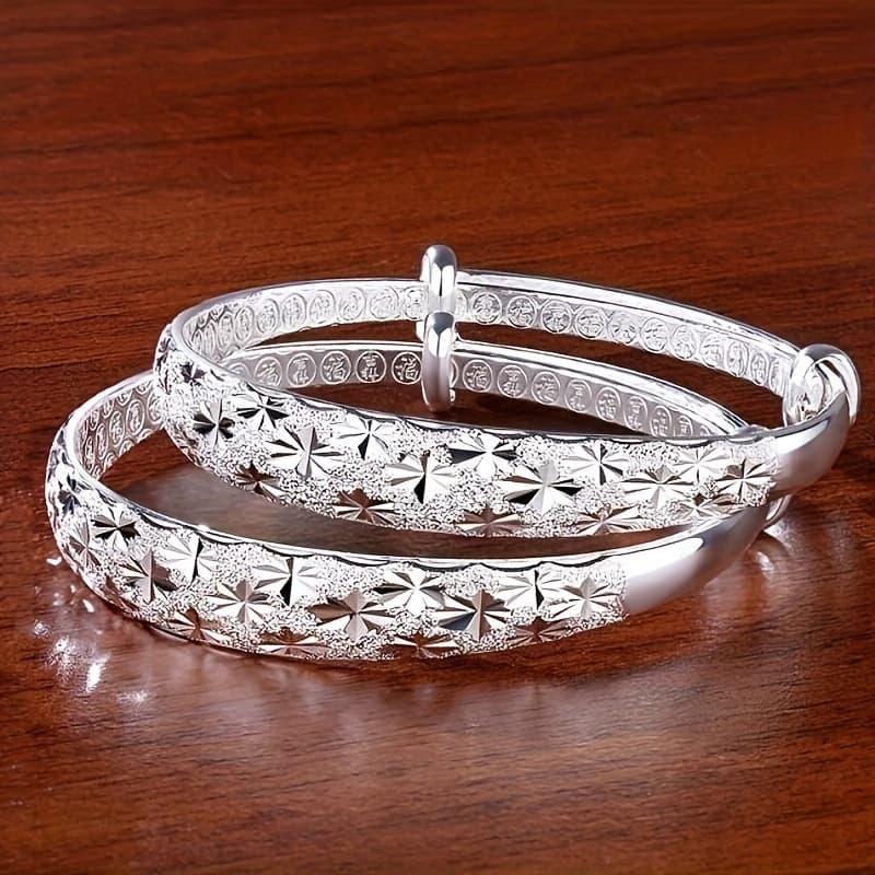 TEMU 2pcs 925 Silver Plated Minimalist Star Bracelet, Suitable For , Anniversary Gift, Best Gift For Christmas, Birthday, Valentine's Day