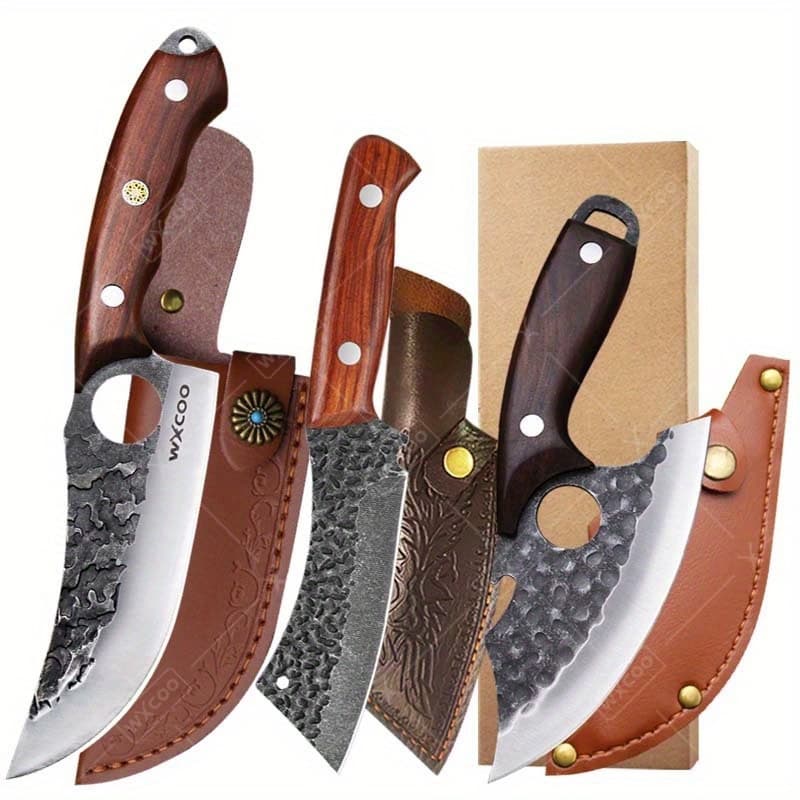 TEMU 3/4pcs, Kitchen Chef Knife Set, Barbecue Knife Utility Knife Stainless Steel Boning Knife Professional Vegetable Chopper Fish Knife Mini Knife Small Pocket Knife For Kitchen