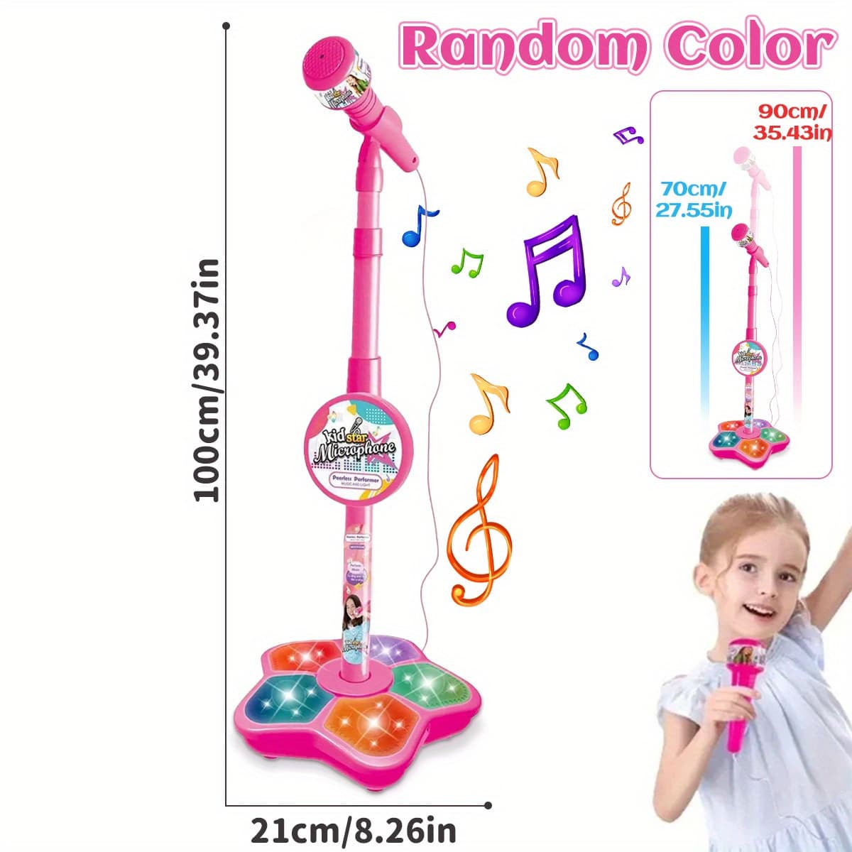 TEMU 1 Set Kids Karaoke Microphone Toys - Kids Microphone Microphone Random Print With Stand Standing Karaoke Kids Singing Toys