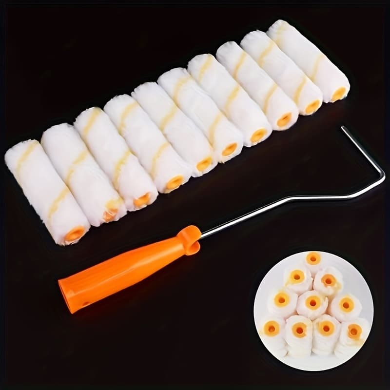 TEMU Complete Paint Roller Set With 4-inch Covers & Long Handle - Ideal For Walls, Ceilings & Small , Includes Precision Edging Tool