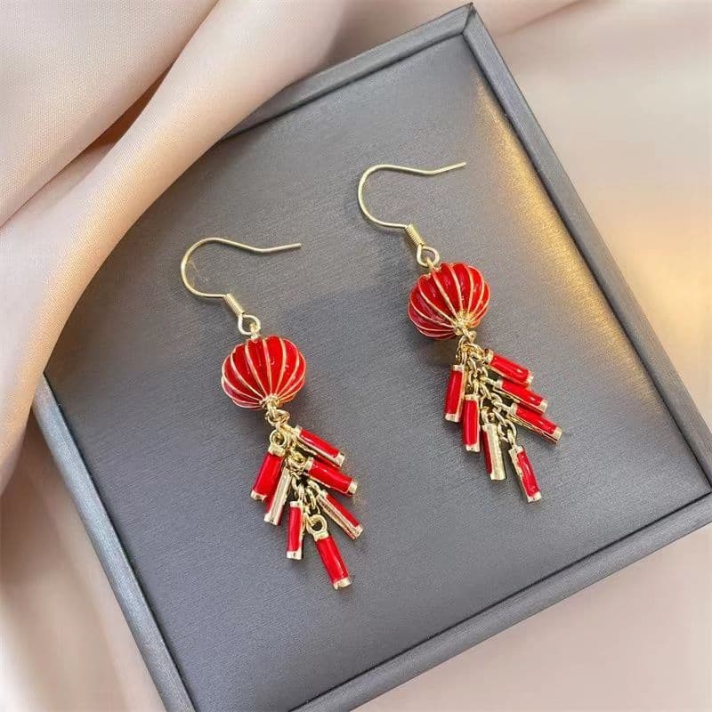TEMU 2024's Trendy Red Stud Earrings Chinese Lanterns And , Perfect For Celebrating The Lunar New Year With A