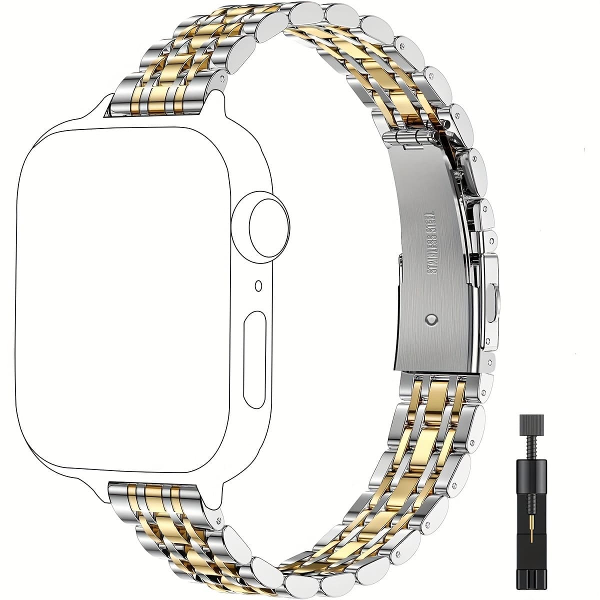 TEMU Stainless Steel Bracelet, Suitable For Series Watches Of 38mm, 40mm, 41mm, S10, 42mm, 44mm, 45mm, 46mm, 49mm (10/9/8/7/6/5/4/3/2/1/se/se2 Series) For The Luxurious Ladies' Watch Bands